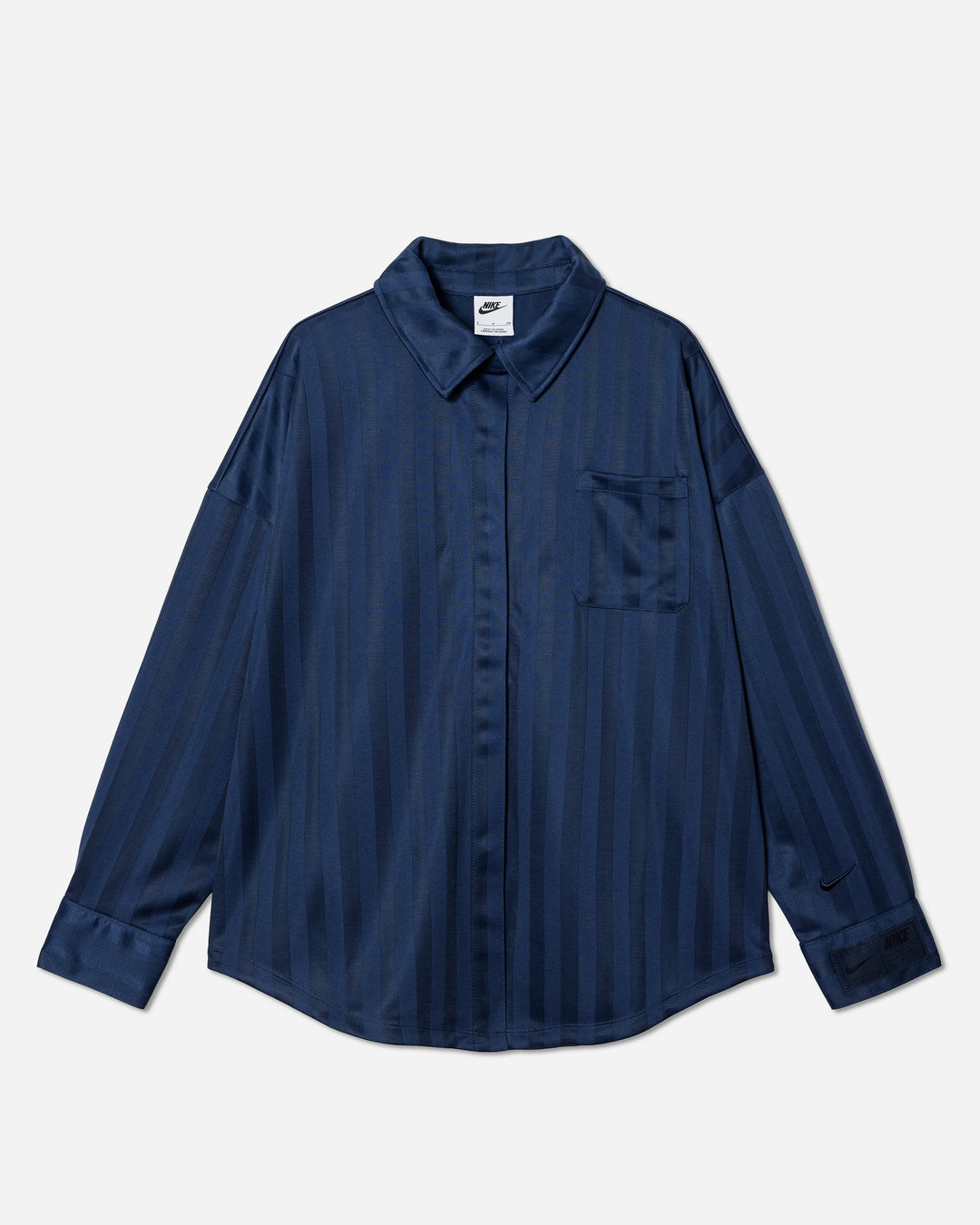 Nike 青黒 ストライプ Vネック シャツ M NIKE WMNS NSW JQRD STRIPE BTTN DOWN L/S TOP – A+S